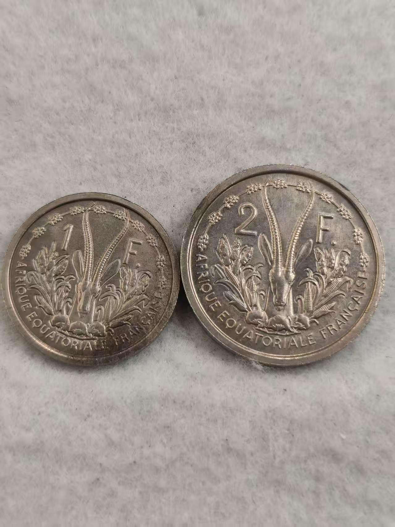 G&W世界散币，银币处理专场（第43场） 法属赤道非洲1948年1, 2法郎 2枚  样币