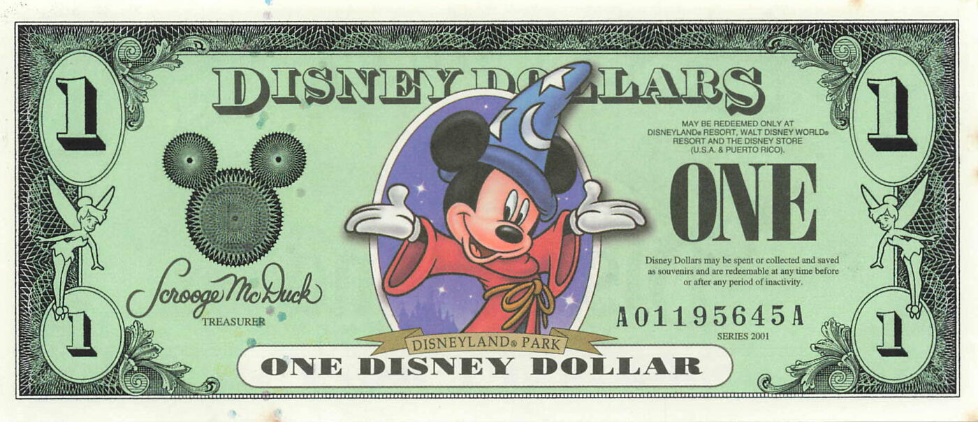 小福收藏拍卖第199期 裸钞场 本期有多张豹子号靓号 瑞士1000法郎 经典提香 毛里求斯首发年大全套 白俄罗斯5000000卢布 苏里南10000盾  爱沙尼亚  苏丹 西班牙 保加利亚 古巴等多国精美纸币 美国 迪斯尼 2001年 1元 A-A 边缘有微黄 unc