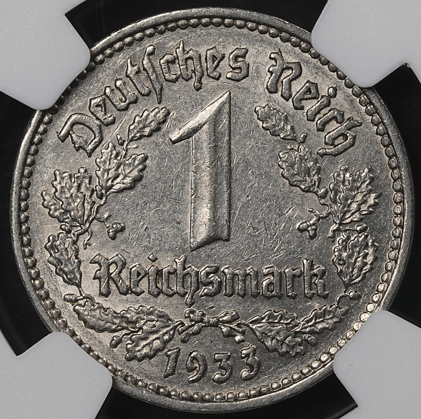 修遠堂世界钱币第101期 NGC MS62 1933年德国1马克 G厂铭 少见的厂铭