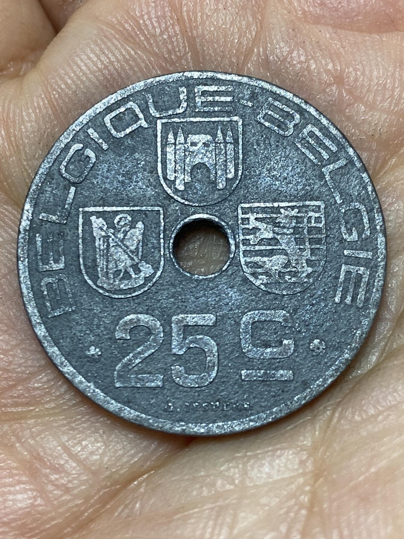 2026年第八场(总第一百七十七场）外国好品散币场(免佣金) 比利时🇧🇪1943年25分(二战德国占领时期，法语–荷语版)