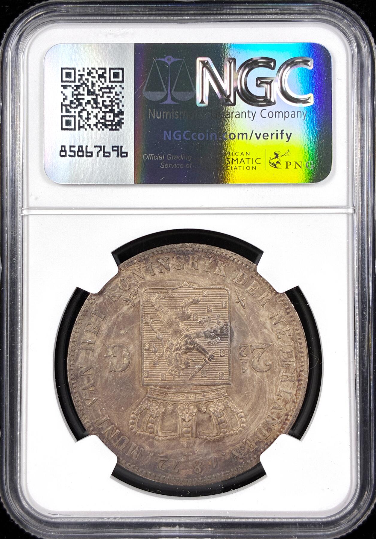 【雨安】【直播拍卖】【第0124期-评级币章】2026-01-17 周六 19:30 [评级欧洲] Netherlands 荷兰 王国 2.5盾 1872年 威廉三世  NGC-AU