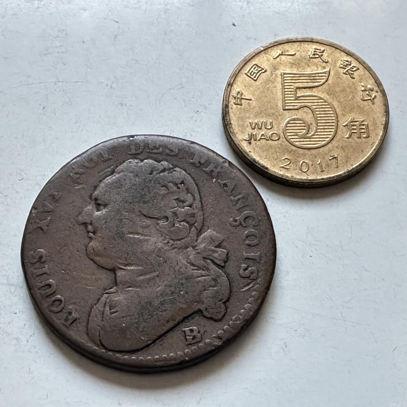 🌹外币初藏🌹🐯2026年第8场  每周二四六晚8️⃣点 接代拍 法国1792年路易十六 一索尔铜币 末年版