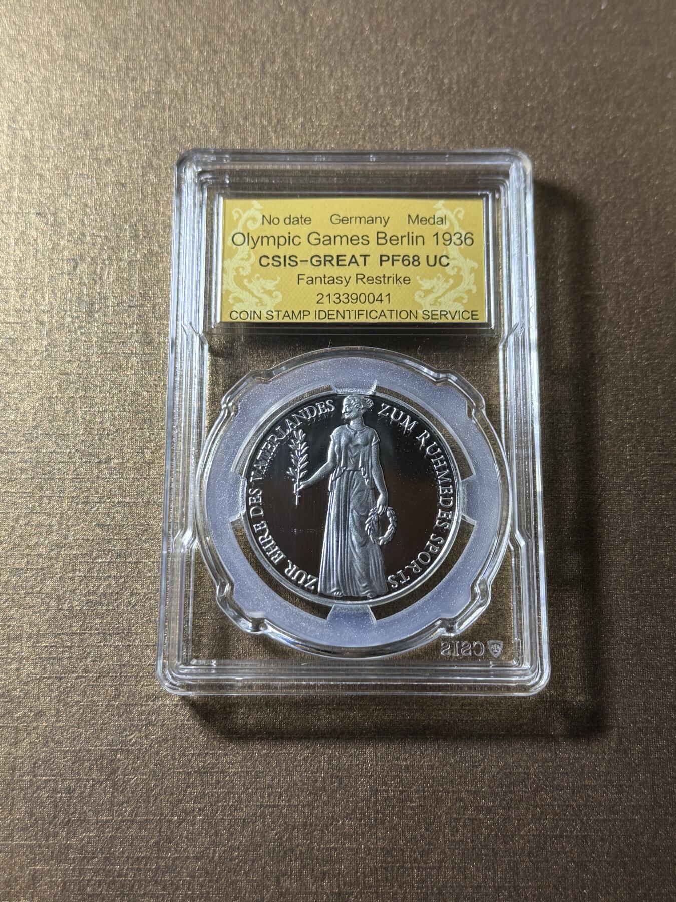 CSIS-GREAT评级精品钱币拍卖第三百三十五期 德国1936柏林奥运会后铸臆造章 CSIS