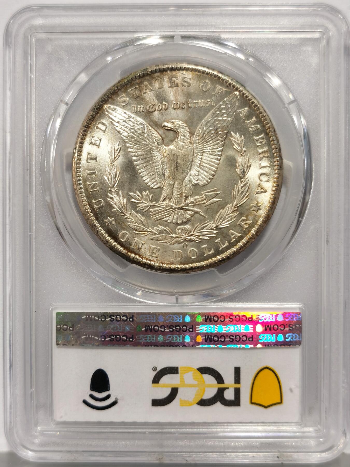 博洋堂世界钱币拍卖第157期（全场包邮） PCGS MS65+ 美国1898年O版摩根银币，淡彩包浆，观感与66分无异