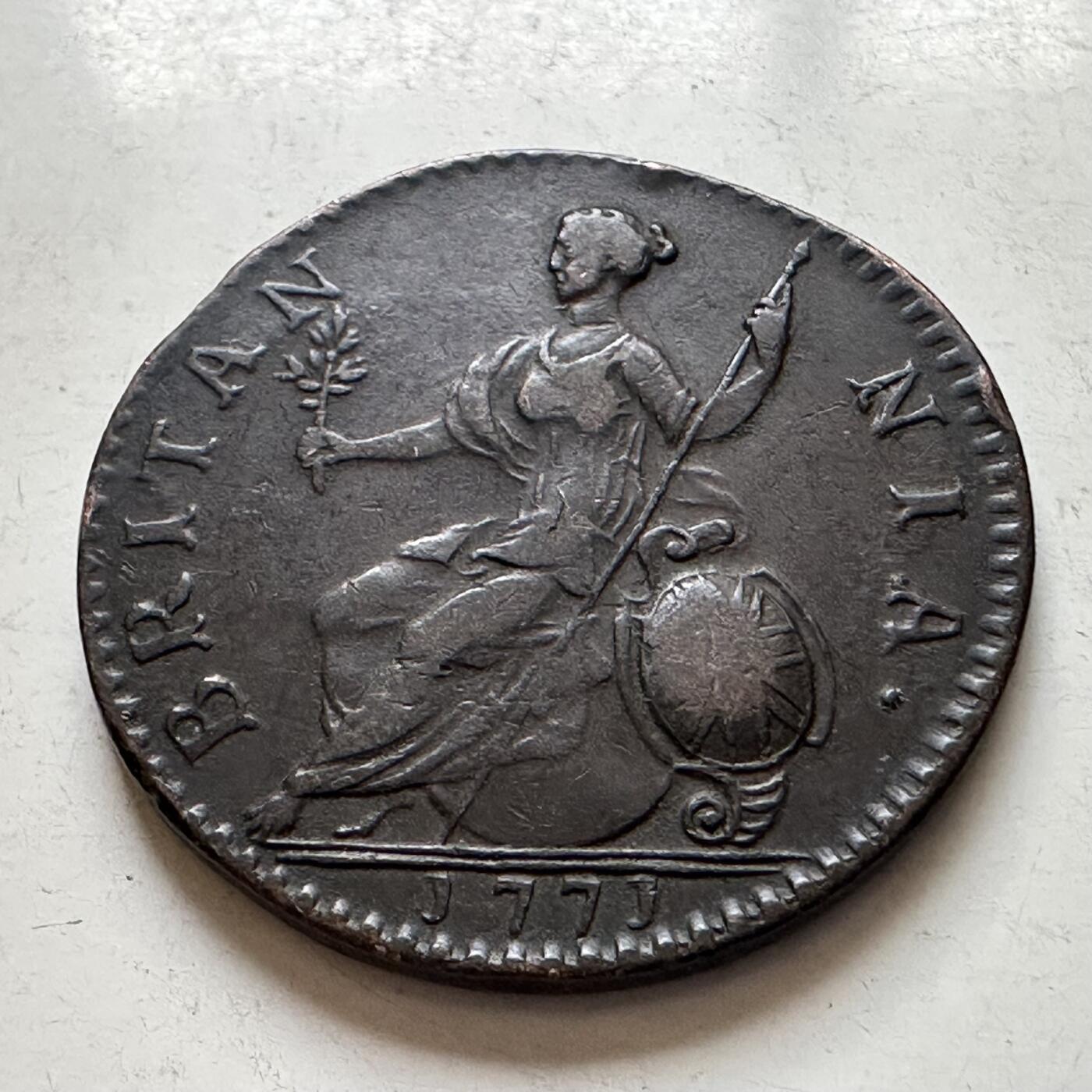 🌹外币初藏🌹🐯2026年第8场  每周二四六晚8️⃣点 接代拍 英国1771年乔治三世半便士 少见青年版好品相 难遇