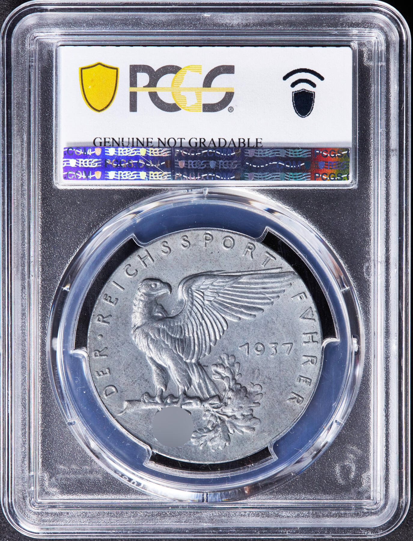 【俄甄集藏】“万象更新、马呈祥瑞”迎新春俄甄精品场-2026年(047)01-21 星期三 晚 19:30 全场包邮 德国第三帝国1937年纪念体育部长汉斯·冯·沙默尔·翁德·奥斯滕锌章，PCGS SP Genuine，少见品种，高浮雕