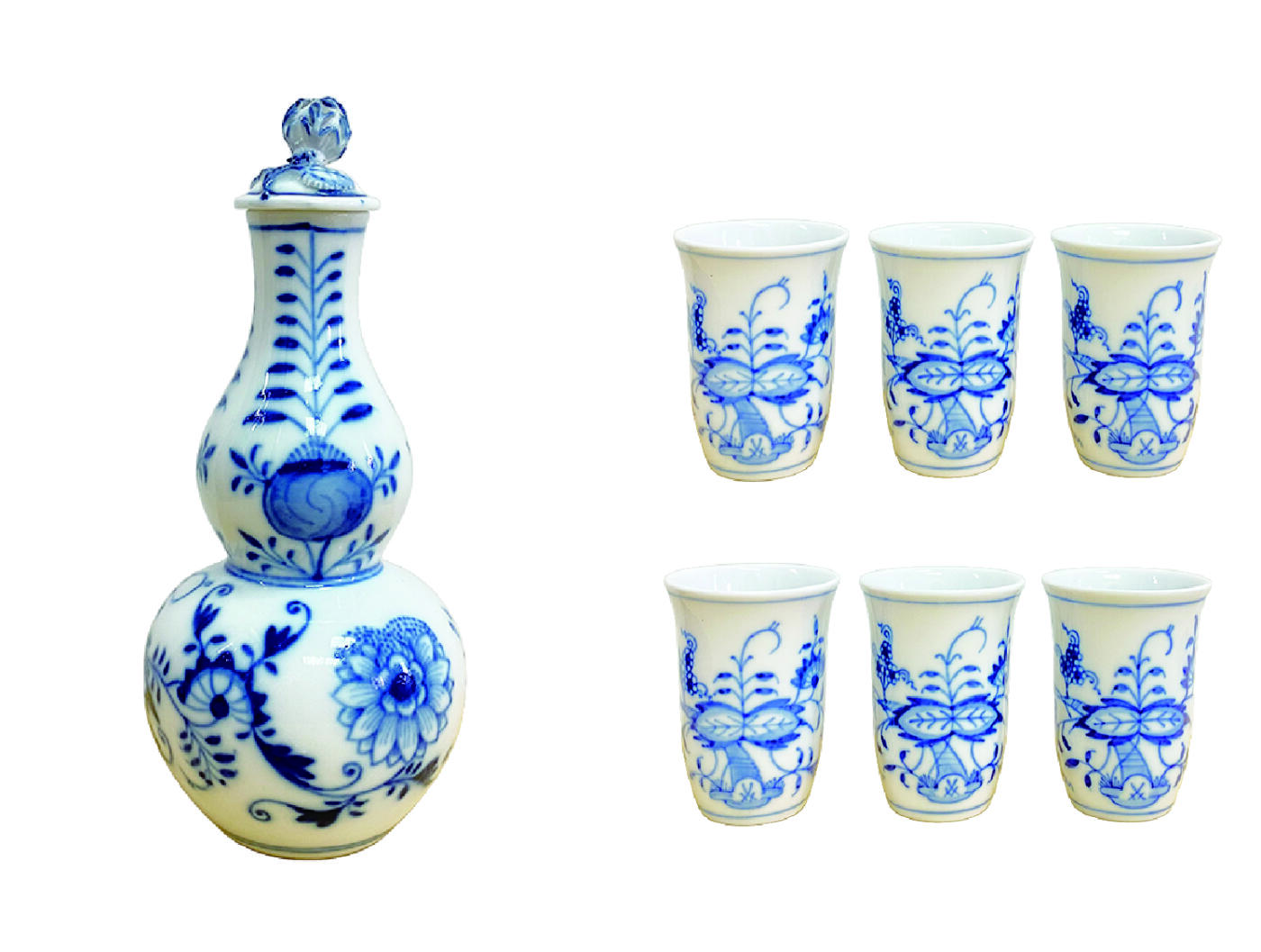 上海拍卖行2025年秋季古董珍玩拍卖会 德国梅森手绘青花清酒具配托盘