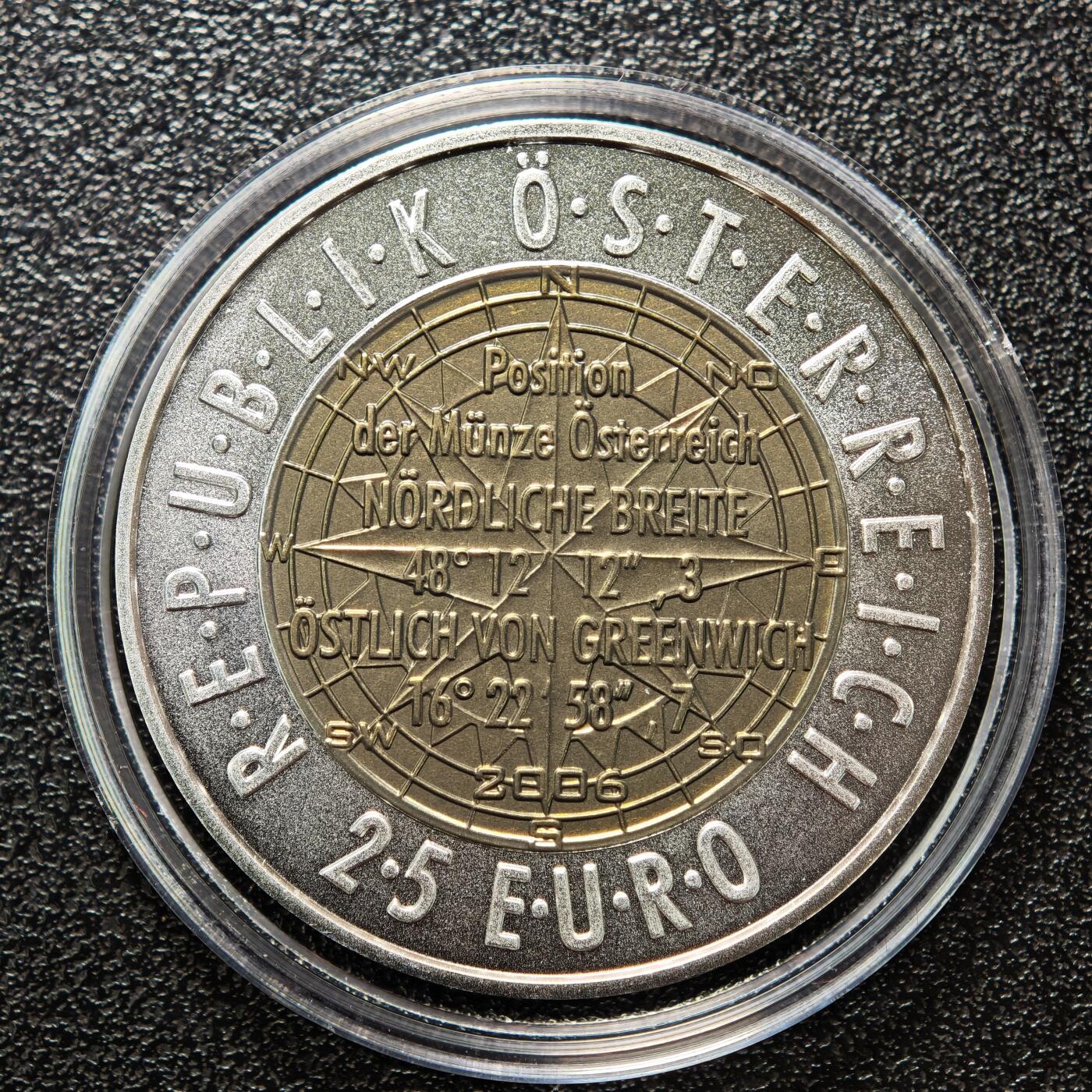 【德藏】世界币章拍卖第162期（拍品征集中~欢迎藏友联系） 2006年 奥地利欧洲卫星导航25欧元银铌纪念币 原盒 带证书
