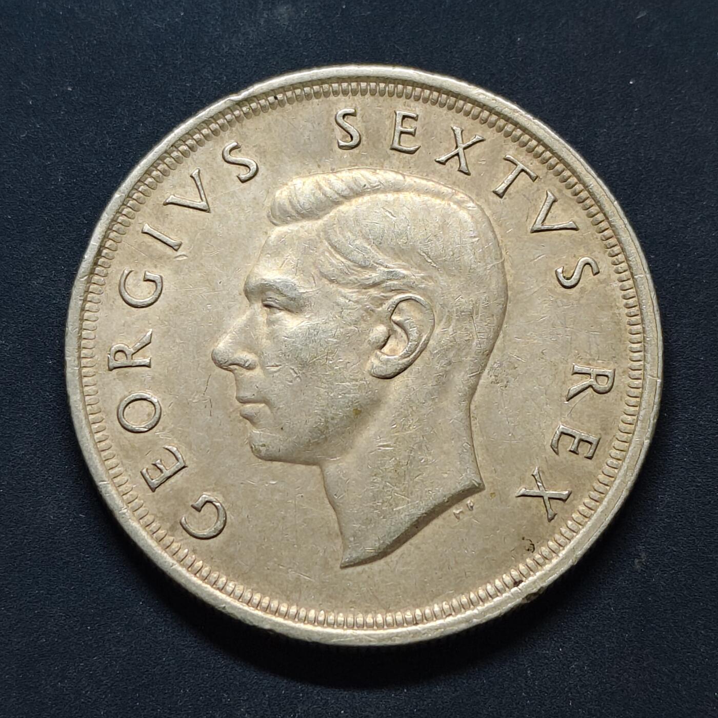 【全场包邮】纯粹捡漏拍495场-持续更新中 南非1948年乔治六世5先令羚羊克朗型（38.6毫米28.28克）大银币