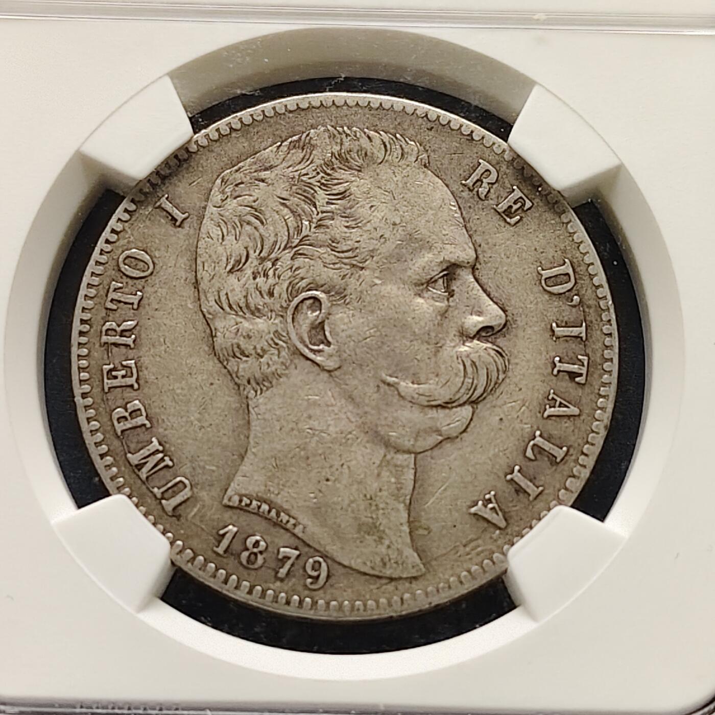 【全场包邮】纯粹捡漏拍495场-持续更新中 意大利1879年翁贝托一世5里拉银币-NGC XF40