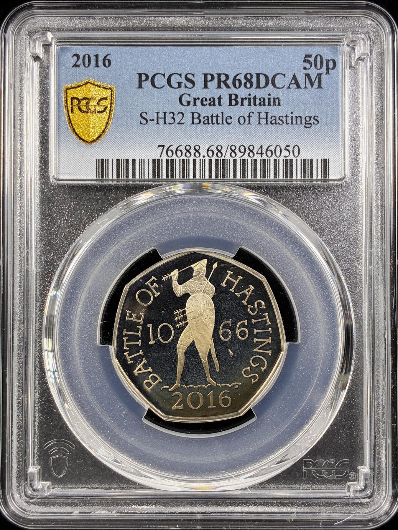 【雨安】【直播拍卖】【第0124期-评级币章】2026-01-17 周六 19:30 [评级现代] Great Britain 英国 50便士 2016年 黑斯廷斯战役 PCGS-PR68DCAM 精制币