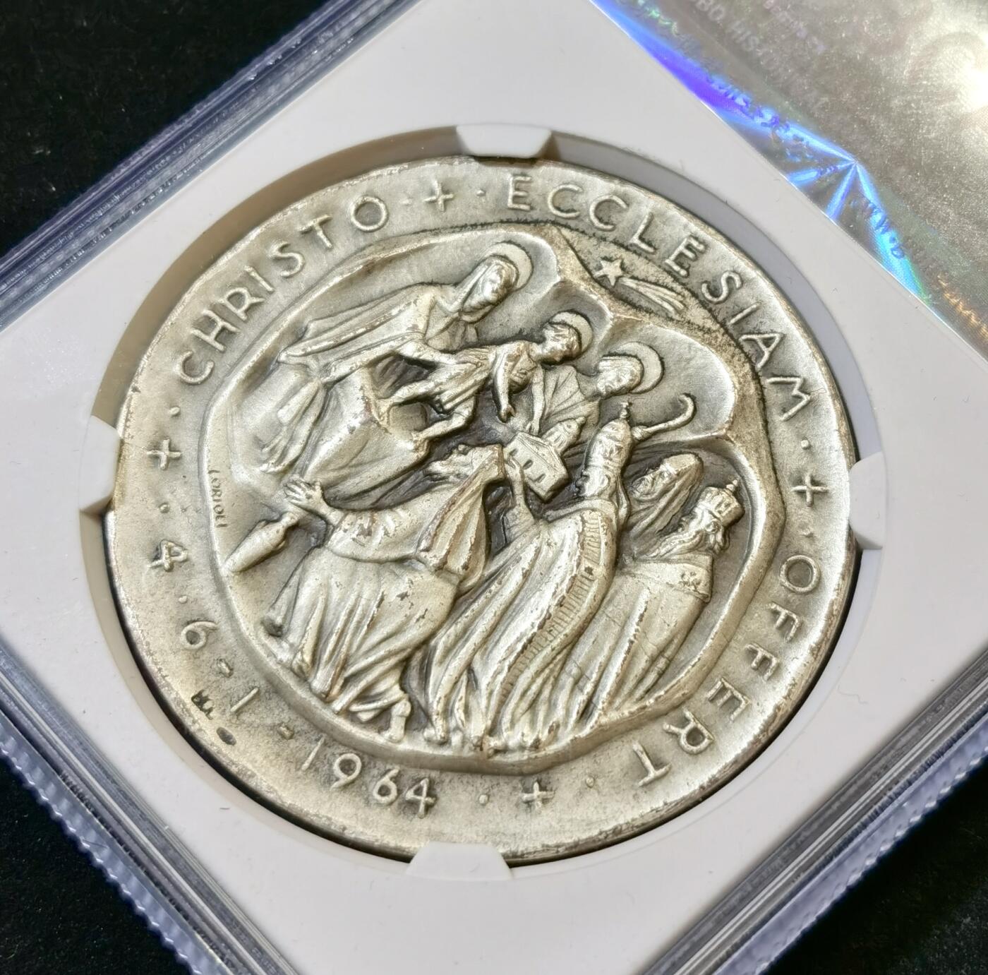 甄臻铺-世界币章拍卖（第48期）精品场拍品征集中，送拍享返佣金等优惠多多 公博-MS65 1964年梵蒂冈银章80银