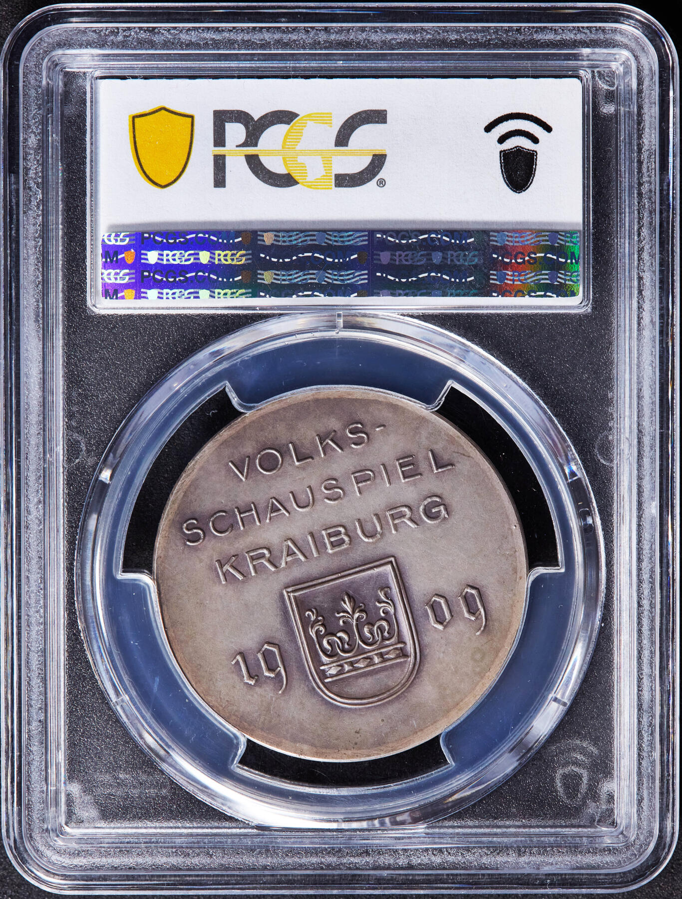 【俄甄集藏】“万象更新、马呈祥瑞”迎新春俄甄精品场-2026年(047)01-21 星期三 晚 19:30 全场包邮 德国1909年纪念诗人马丁·格雷夫逝世暨克赖堡戏剧节银章，PCGS SP64，黄油彩老包浆，顶级状态，唯一冠军分