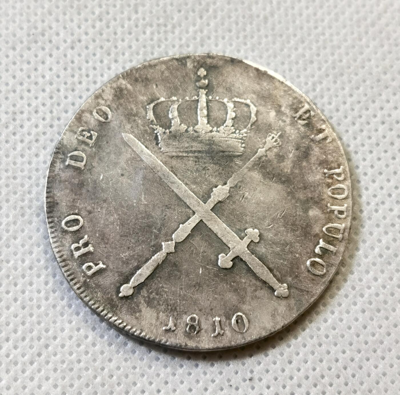 甄臻铺-世界币章拍卖（第48期）精品场拍品征集中，送拍享返佣金等优惠多多 近代.德国.Germany	德国巴伐利亚1泰勒1810年剑和权杖 边有伤 29.3克