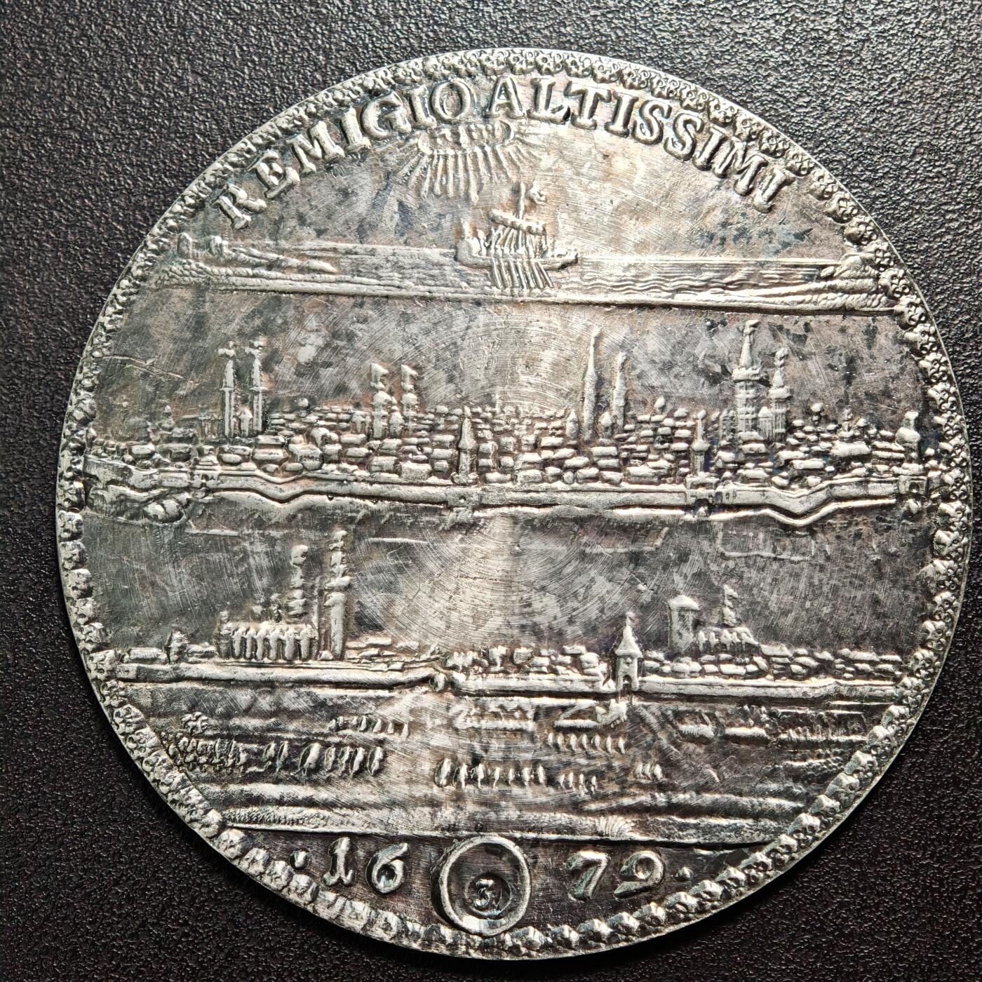 【德藏】世界币章拍卖第162期（拍品征集中~欢迎藏友联系） 1672年(后铸) 不伦瑞克-沃尔芬比特尔公国超大金属纪念章 直径约：76.1mm；重约：62.1g