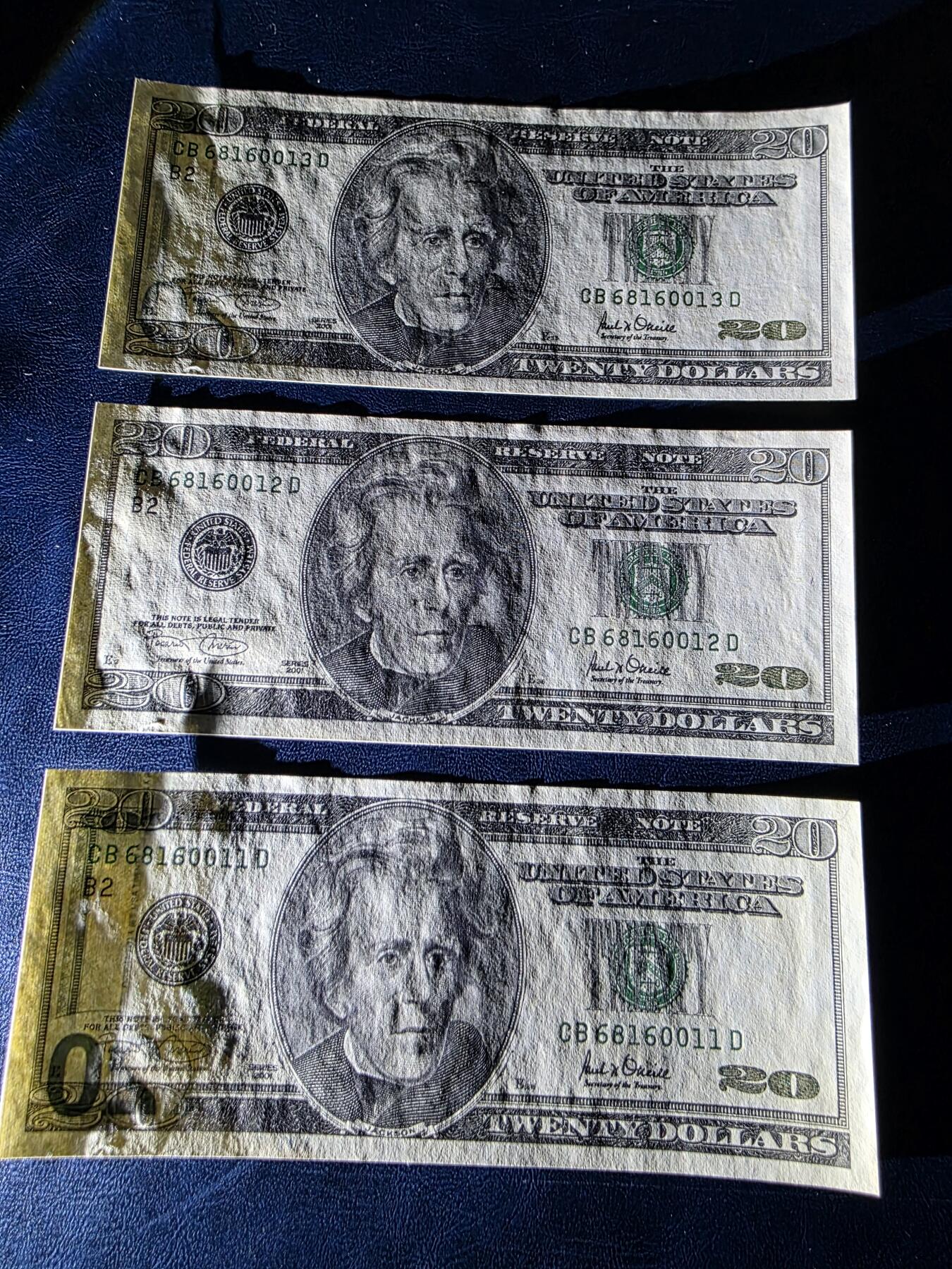 叁拾收藏第34期 美国大头20元  3连号  UNC