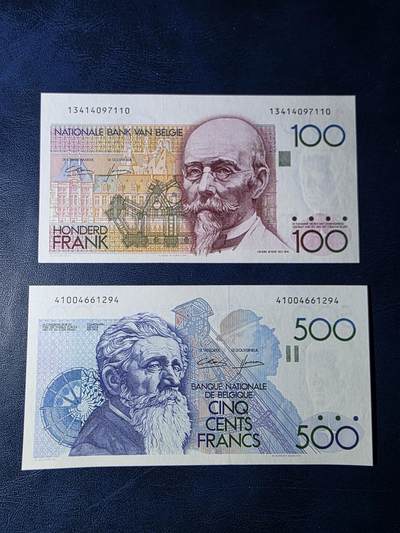 叁拾收藏第34期 - 比利时倒二版2张  UNC