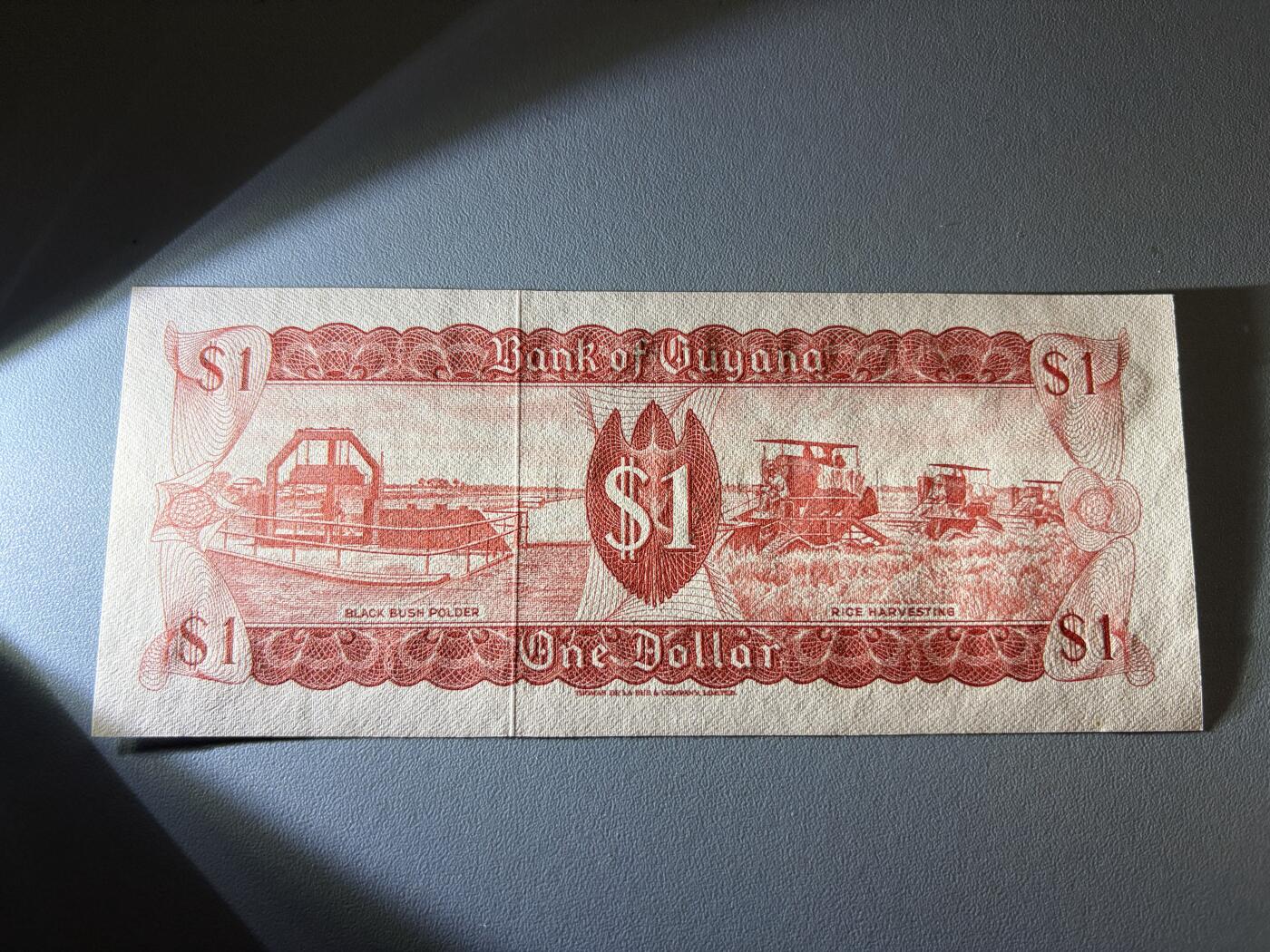 咖啡豆•收藏 2026年Jan_21th世界各国纸币拍卖 圭亚那 1966-92年 1元 全新UNC 外国纸币