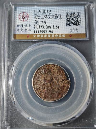 107期新疆红钱粟特钱币丝路钱币专场 - 汉佉二体文六铢钱 大字六