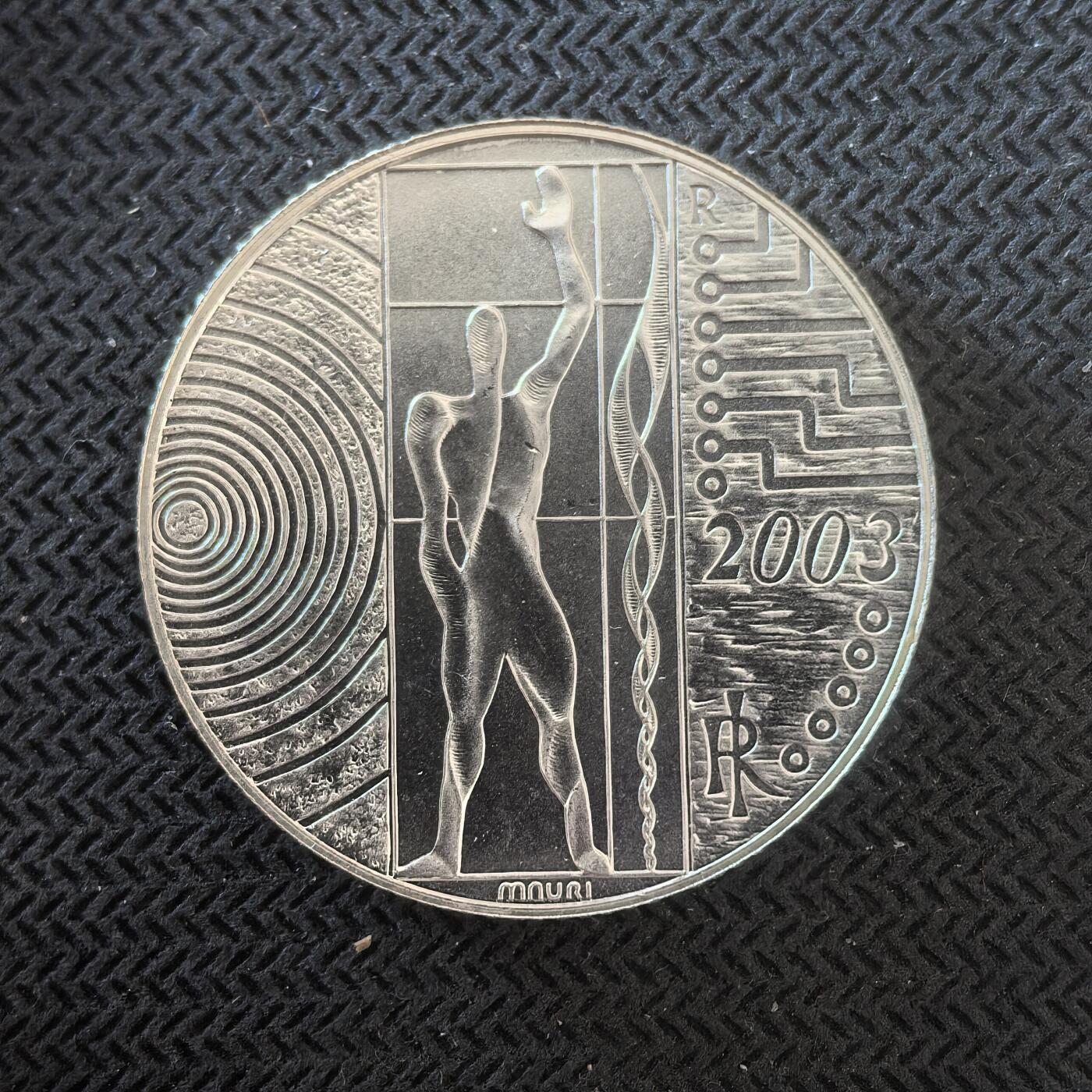 道一币馆币章第一百六十三场 意大利2003年欧洲手工业发展5欧元银币  18g 925s