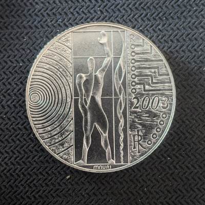 道一币馆币章第一百六十三场 - 意大利2003年欧洲手工业发展5欧元银币  18g 925s