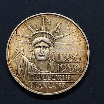 【全场包邮】纯粹捡漏拍495场-持续更新中 - 法国1986年100法郎自由女神像百年纪念银币