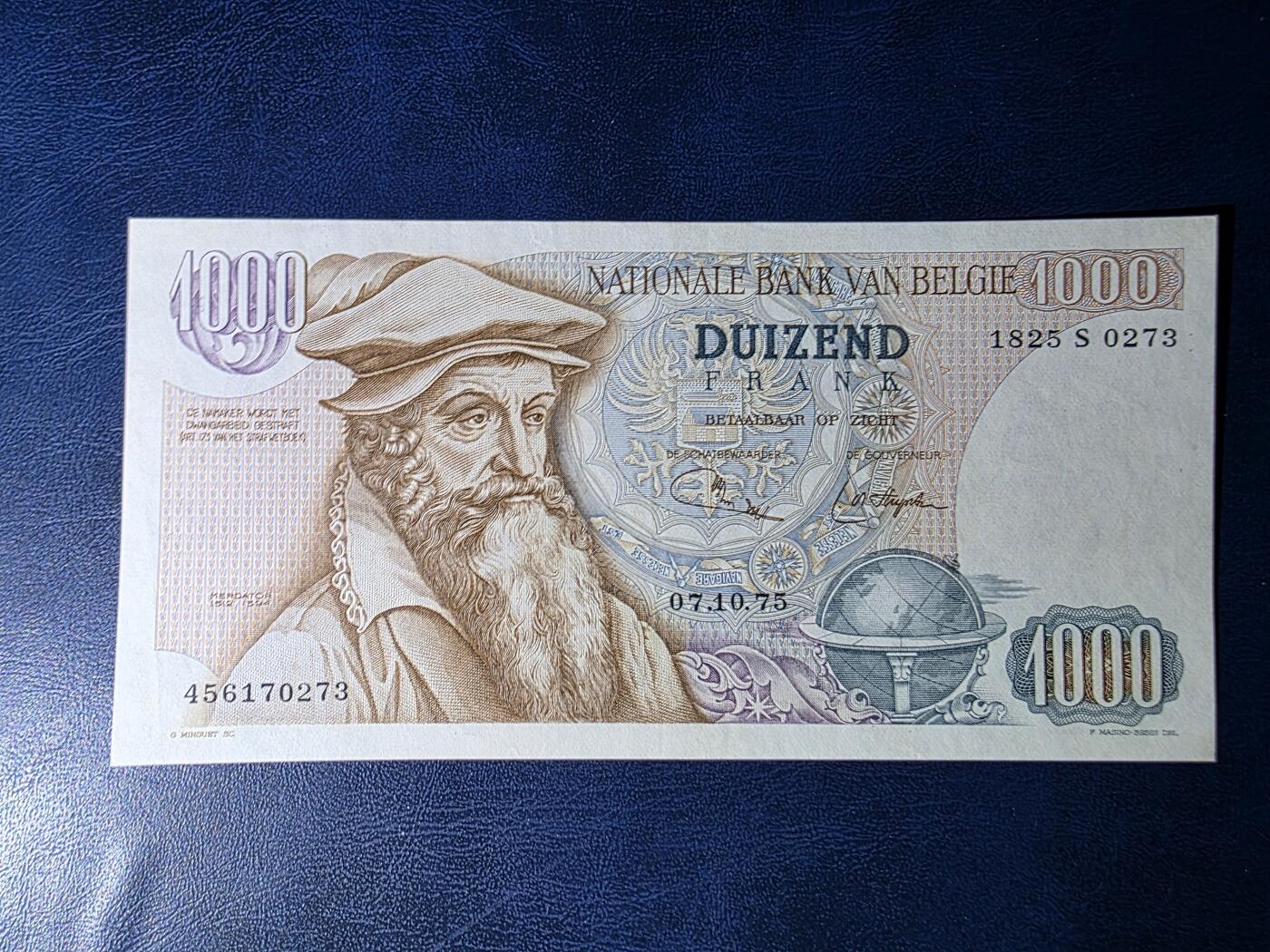 叁拾收藏第34期 比利时1975年1000法郎  大力神  AU