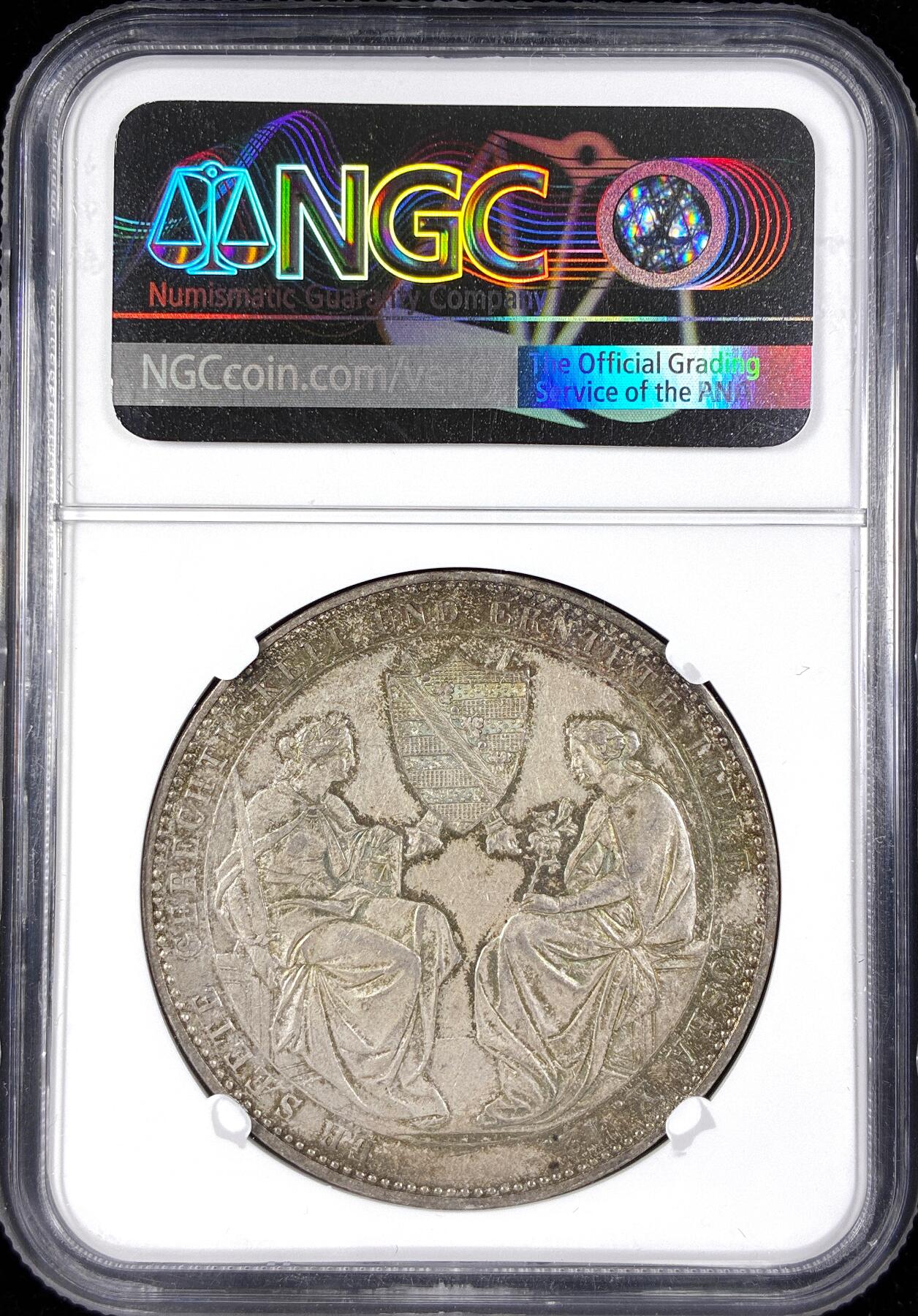 【雨安】【直播拍卖】【第0124期-评级币章】2026-01-17 周六 19:30 [评级德国] Germany 德国 德意志 萨克森 2泰勒 1854年 奥古斯特二世逝世.双神  NGC-AU58