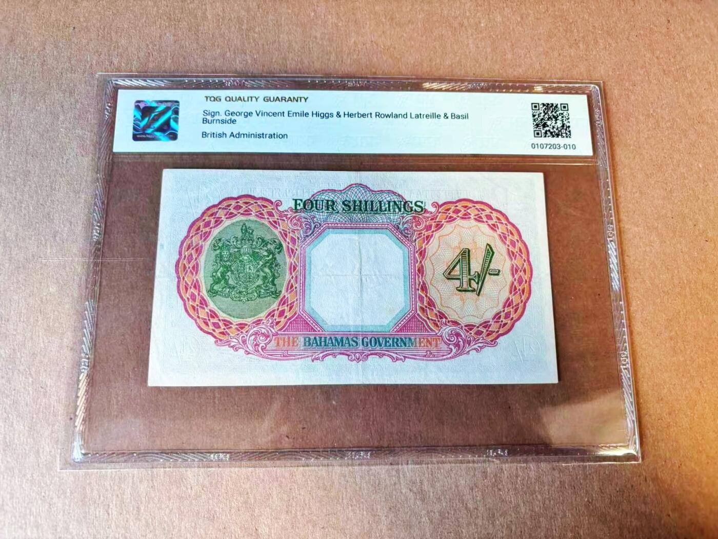 【Blue Auction】世界纸币精拍第776期——18级TOP拍卖/信誉/品质/专业/高效💫 【e版】巴哈马 1936年4先令 英王乔六 TQG40