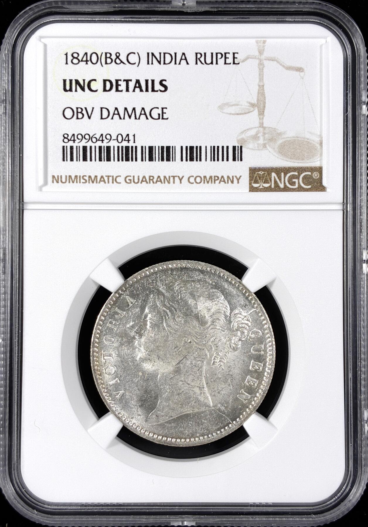 【雨安】【直播拍卖】【第0124期-评级币章】2026-01-17 周六 19:30 [评级亚洲] India 英属印度 1卢比 1840年 维多利亚  NGC-UNC