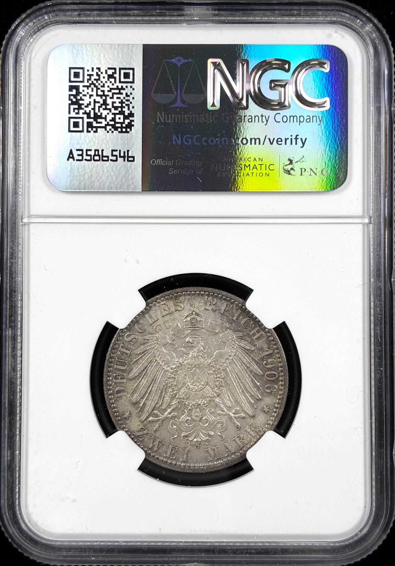 【雨安】【直播拍卖】【第0124期-评级币章】2026-01-17 周六 19:30 [评级德国] Germany 德国 帝国 巴登 2马克 弗里德里希金婚 1906年  NGC-MS63