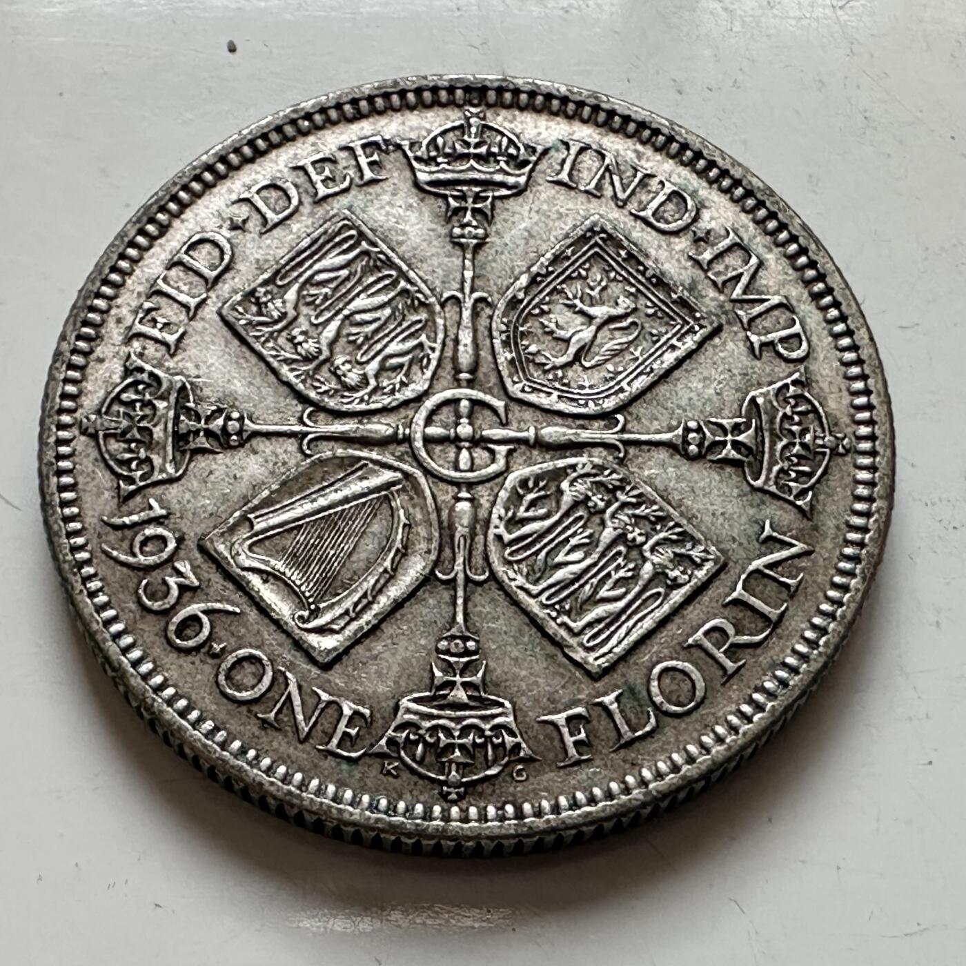 🌹外币初藏🌹🐯2026年第8场  每周二四六晚8️⃣点 接代拍 英国1936年1弗洛林银币 11.3克50%银 b