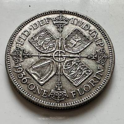 🌹外币初藏🌹🐯2026年第8场  每周二四六晚8️⃣点 接代拍 - 英国1936年1弗洛林银币 11.3克50%银 b