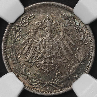 修遠堂世界钱币第101期 - NGC MS64 1918年德国1/2马克银币 J厂铭