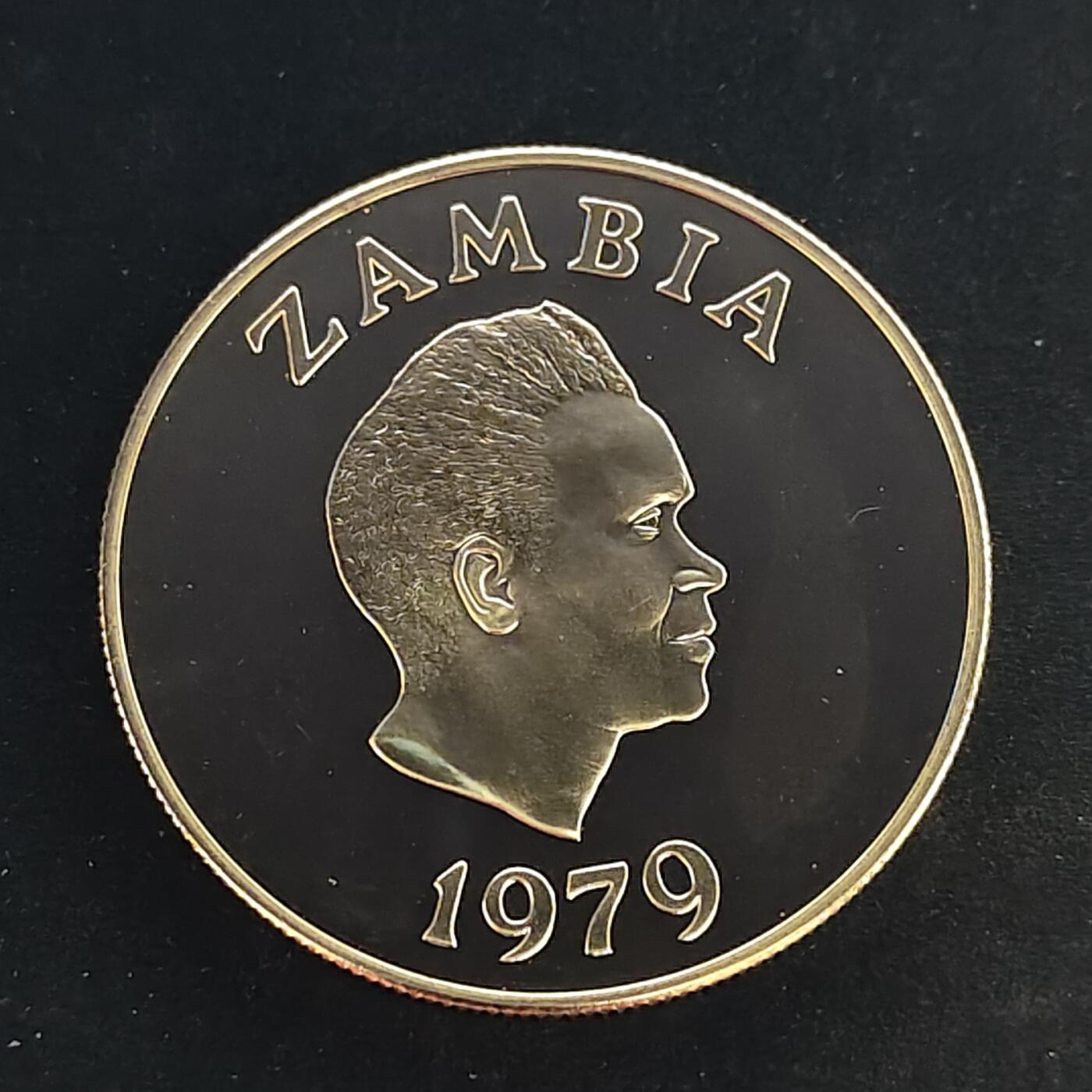 【全场包邮】纯粹捡漏拍495场-持续更新中 【少见】赞比亚1979年5克瓦查保护动物非洲长角羚超大精制纪念银币-量3407