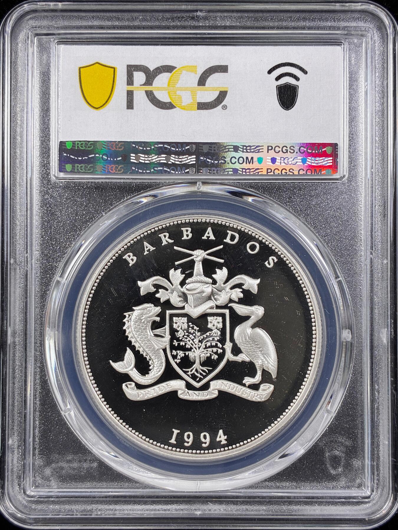 【雨安】【直播拍卖】【第0124期-评级币章】2026-01-17 周六 19:30 [评级现代] Barbados 巴巴多斯 5元 1994年 伊丽莎白订婚肖像 PCGS-PR69DCAM 精制币