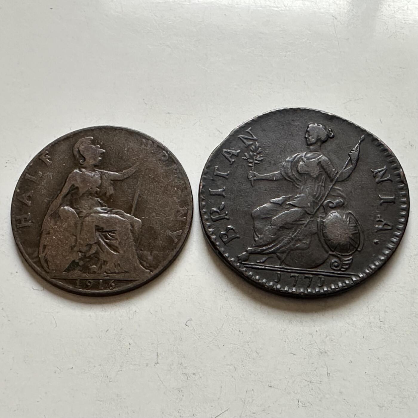 🌹外币初藏🌹🐯2026年第8场  每周二四六晚8️⃣点 接代拍 英国1771年乔治三世半便士 少见青年版好品相 难遇