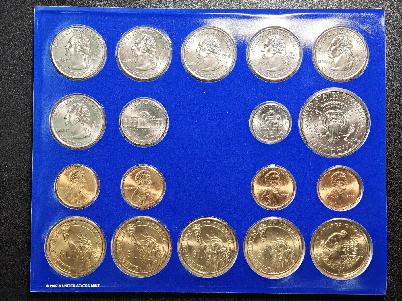 【德藏】世界币章拍卖第162期（拍品征集中~欢迎藏友联系） 2009年 美国费城造币厂硬币18枚装帧套装 