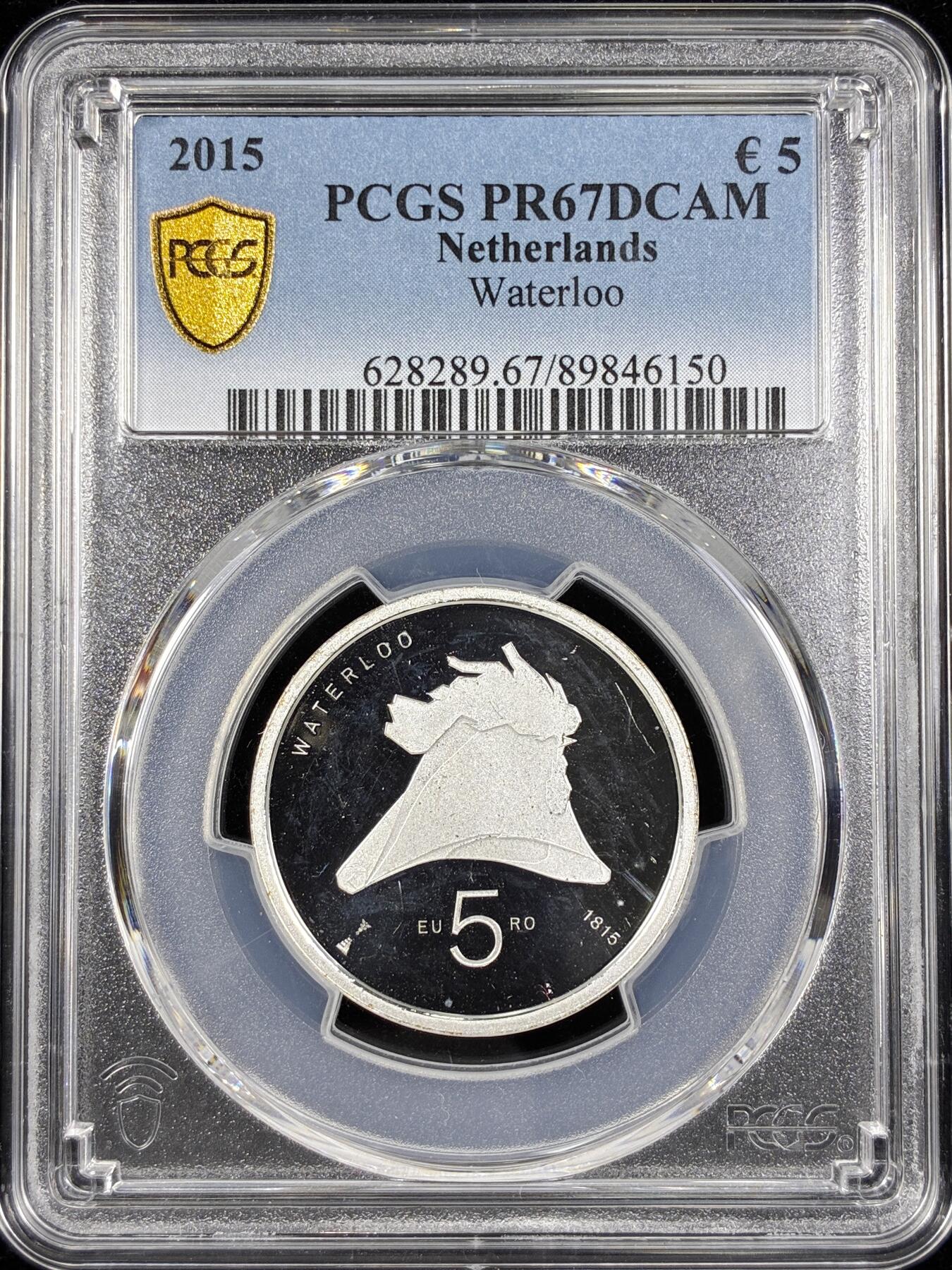 【雨安】【直播拍卖】【第0124期-评级币章】2026-01-17 周六 19:30 [评级欧元] Netherlands 欧元 荷兰 5欧元 2015年 滑铁卢 PCGS-PR67DCAM 精制币