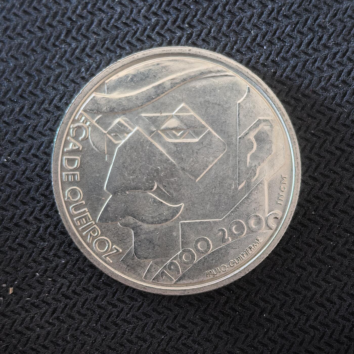 道一币馆币章第一百六十三场 葡萄牙2000年作家埃萨.德凯罗斯逝世l 00周年500埃斯库多银币   14g 500s