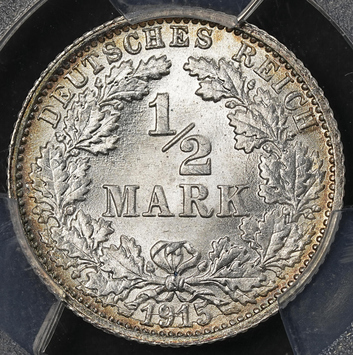 修遠堂世界钱币第101期 PCGS MS68 1915年德国1/2马克银币 68分老币天花板级别分数 更有环彩加成 收藏级佳品