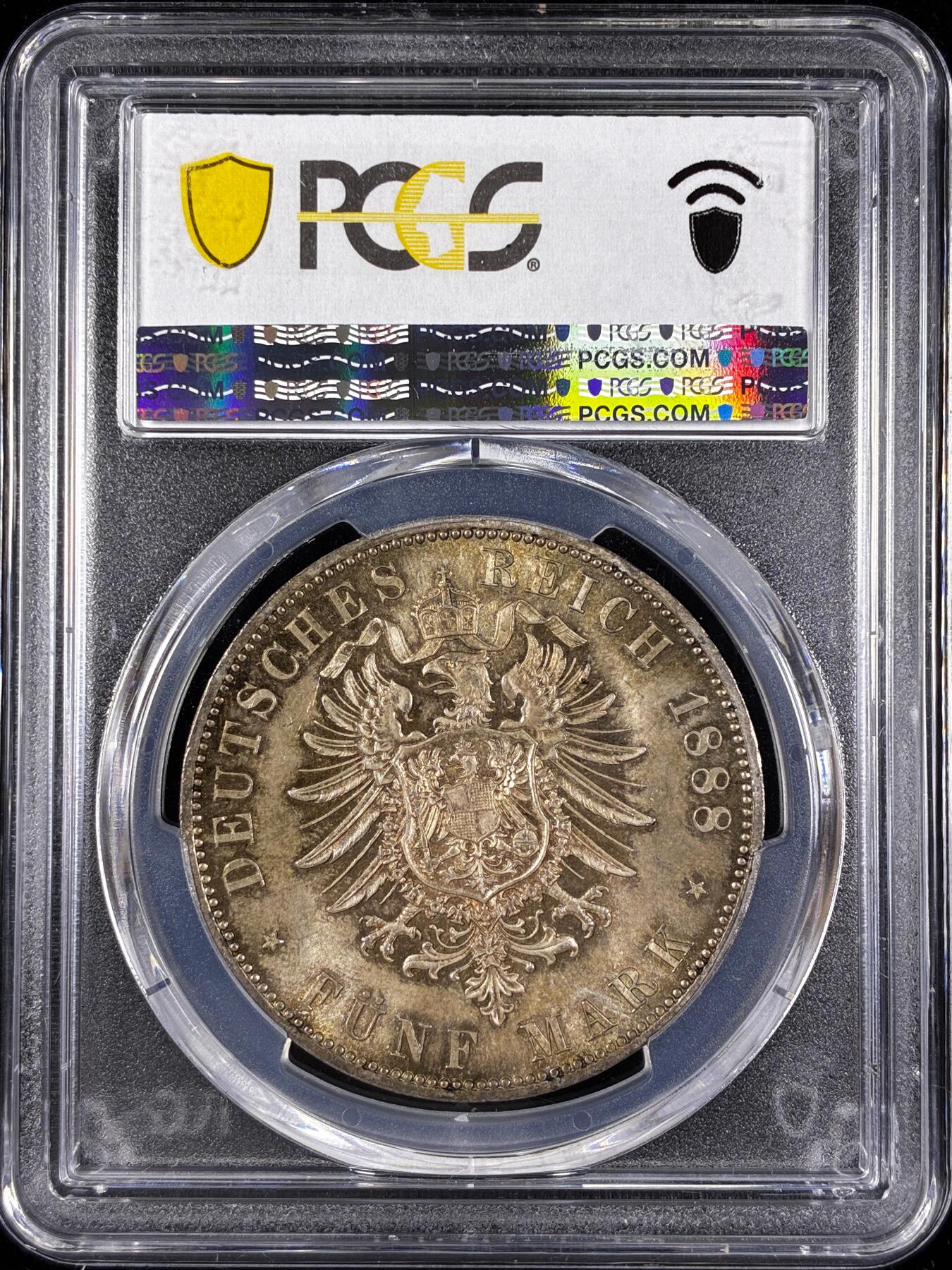 【雨安】【直播拍卖】【第0124期-评级币章】2026-01-17 周六 19:30 [评级德国] Germany 德国 帝国 J.099 普鲁士 5马克 (1888) 三皇 1888年  PCGS-MS65