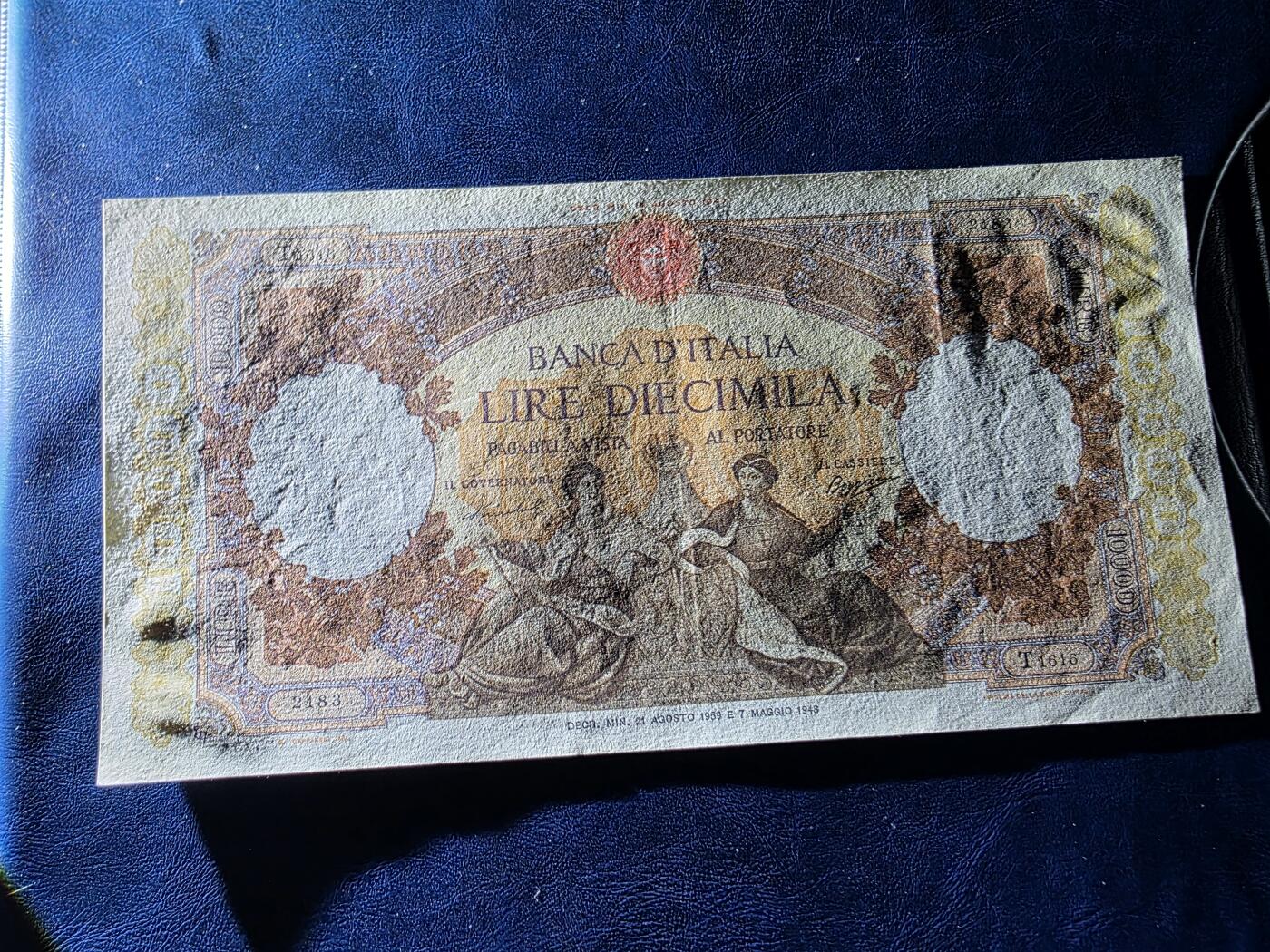 叁拾收藏第34期 意大利1959年10000里拉  AU