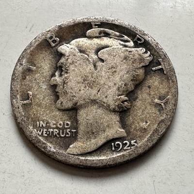 🌹外币初藏🌹🐯2026年第8场  每周二四六晚8️⃣点 接代拍 - 美国1925年10美分银币 2.5克90%银 