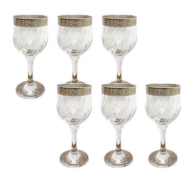 上海拍卖行2025年秋季古董珍玩拍卖会 - 欧洲纯银圈口刻花水晶高脚酒杯(H:16cm)