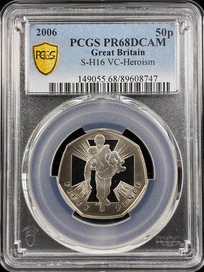 【雨安】【直播拍卖】【第0124期-评级币章】2026-01-17 周六 19:30 - [评级现代] Great Britain 英国 50便士 2006年 VC-英雄主义 PCGS-PR68DCAM 精制币
