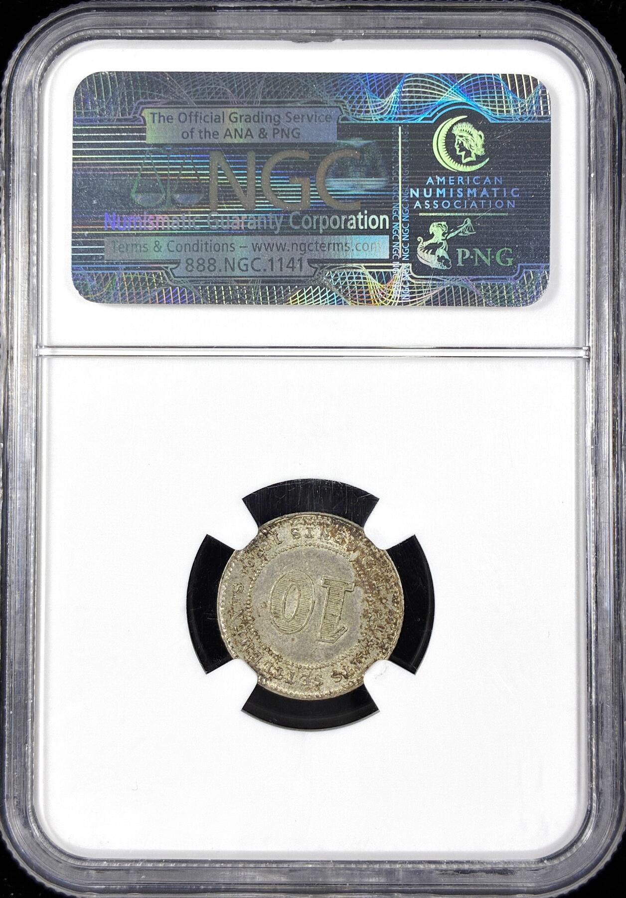 【雨安】【直播拍卖】【第0124期-评级币章】2026-01-17 周六 19:30 [评级亚洲] Straits Settlements 英属海峡 10分 1889年 维多利亚  NGC-MS63