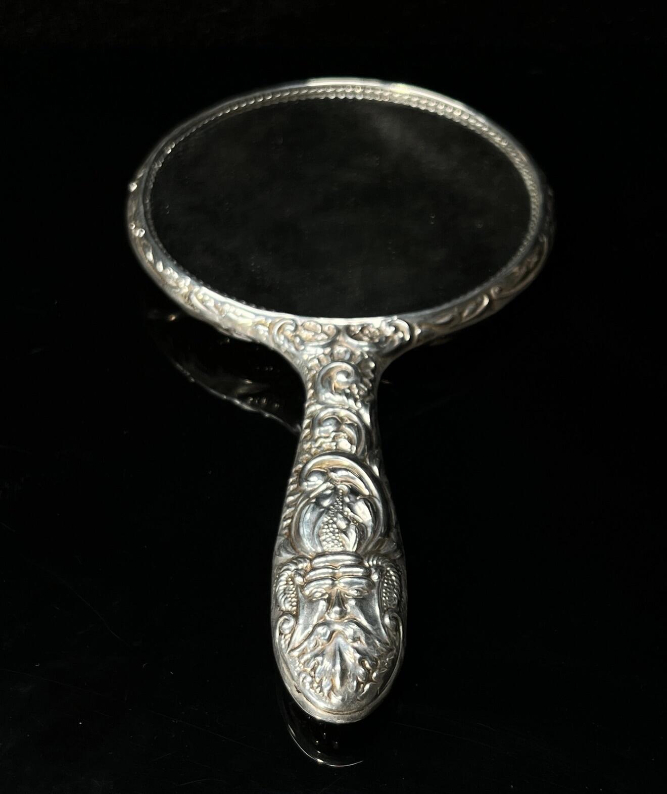 回流银器杂项 288克欧洲风格20世纪左右银手镜一件，点测局部表面含银量92%左右