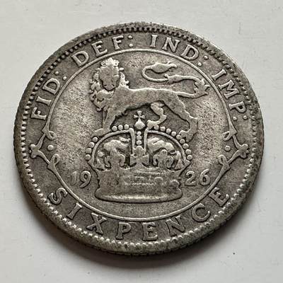 🌹外币初藏🌹🐯2026年第8场  每周二四六晚8️⃣点 接代拍 - 英国1926年6便士银币 2.8克50%银