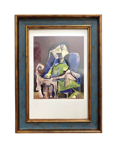 上海拍卖行2025年秋季古董珍玩拍卖会 - 抽象艺术限量复刻版画"女孩与狗"(28.5×20.5cm,巴勃罗-毕加索,附件)